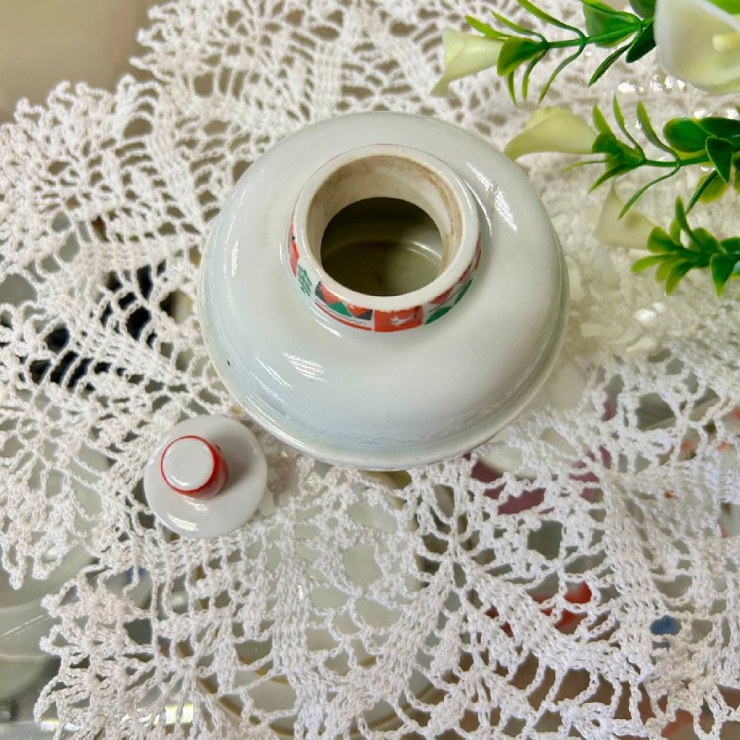 Чайница от сервиза "Северное лето" ЛФЗ. Фарфор, деколь, ручная роспись. Отсутствует верхняя крышка. Картинка 3